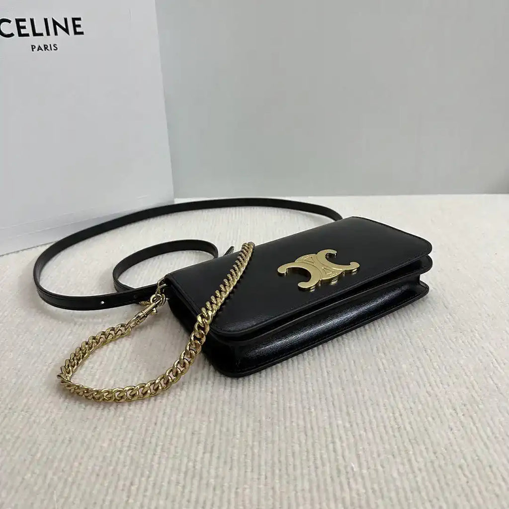 Celine 10L973GCH MULTIPOCHETTE IN SHINY CALFSKIN Black