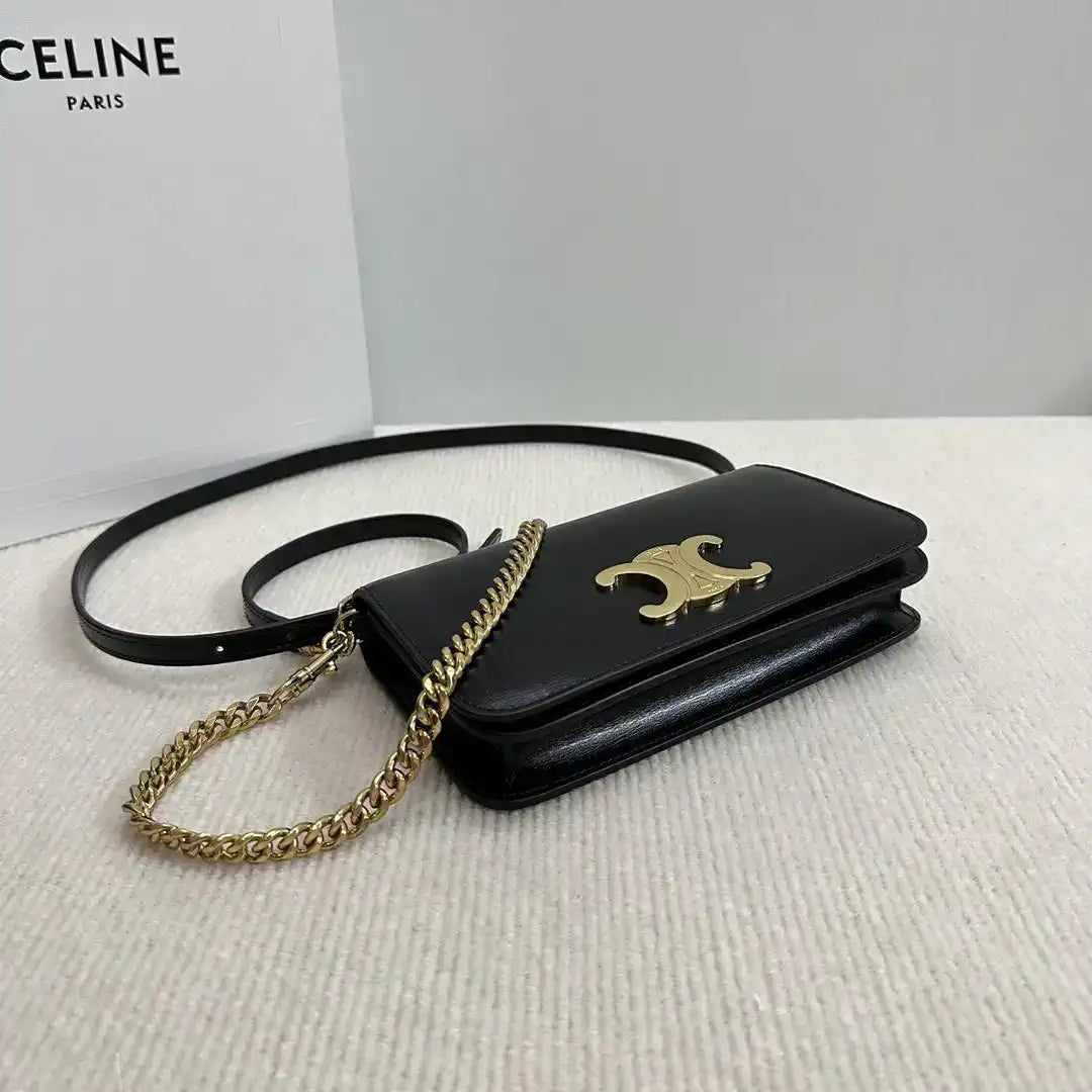 Celine 10L973GCH MULTIPOCHETTE IN SHINY CALFSKIN Black