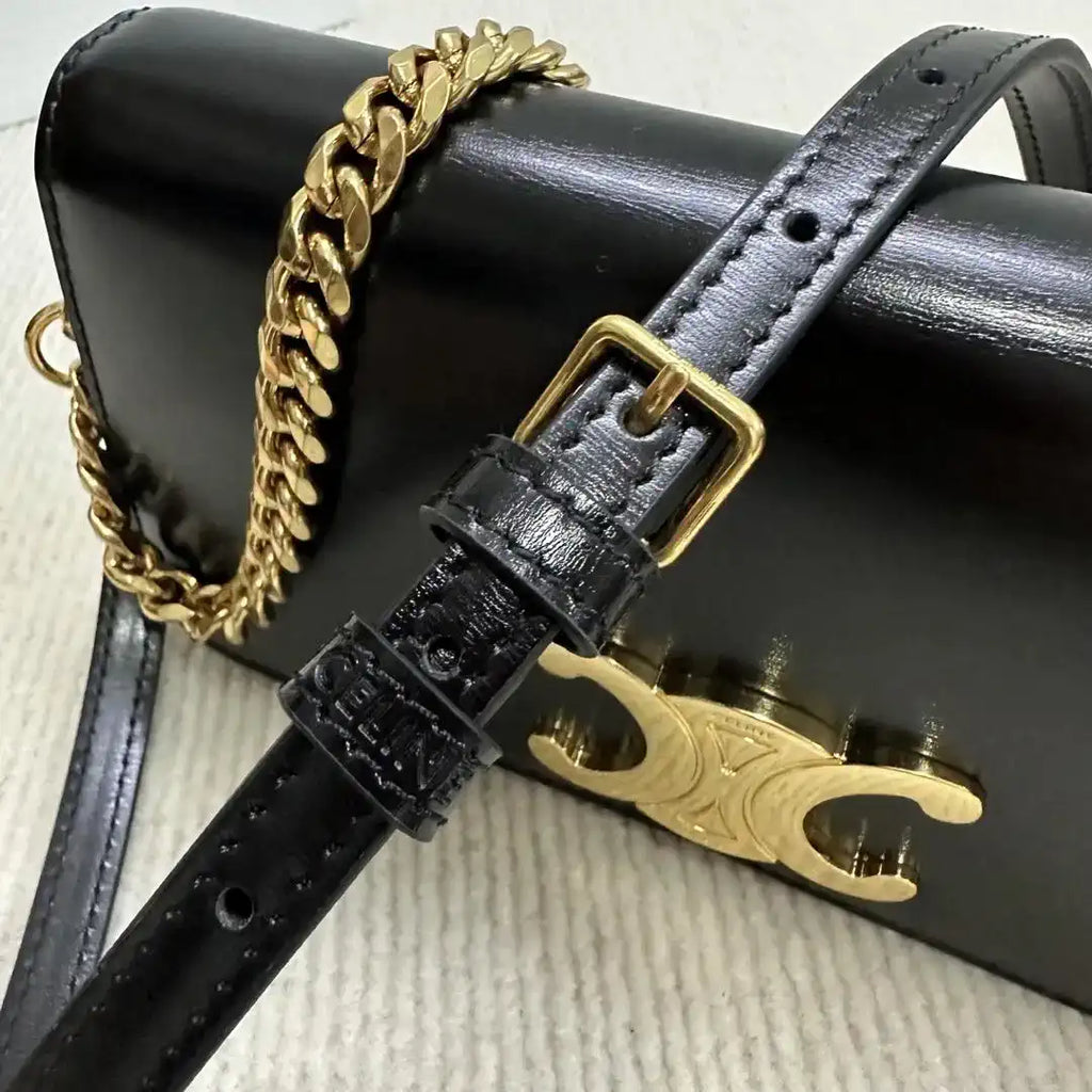 Celine 10L973GCH MULTIPOCHETTE IN SHINY CALFSKIN Black