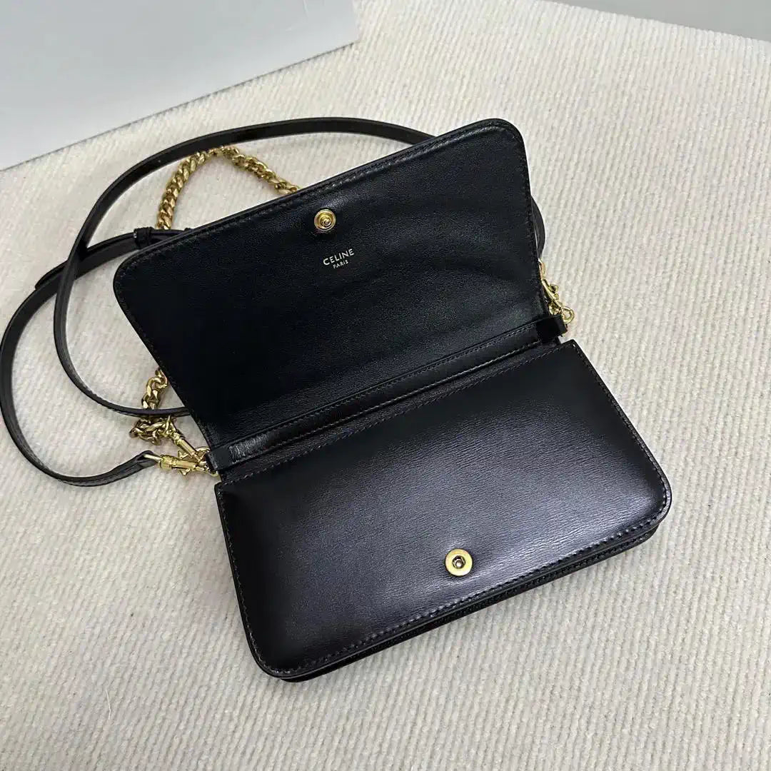 Celine 10L973GCH MULTIPOCHETTE IN SHINY CALFSKIN Black