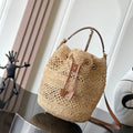 Celine 117862 Clara Classic Panier In Raffia And Calfskin Natural