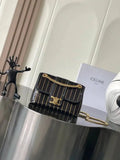 Celine 10N112GR8 MINI CELINE VICTOIRE IN STRIPED SEQUINS Black Gold