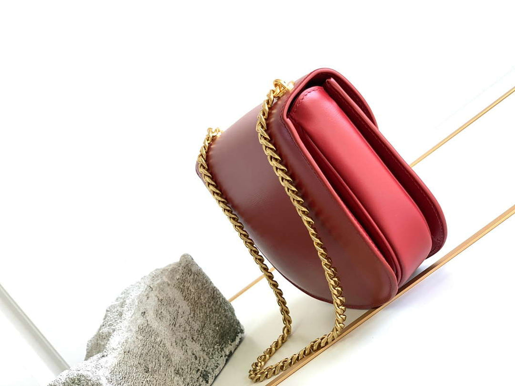 Celine 110413 TEEN BESACE TRIOMPHE CLEA IN SHINY CALFSKIN Red