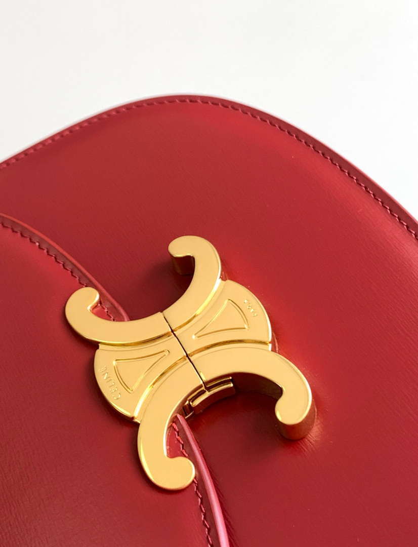 Celine 110413 TEEN BESACE TRIOMPHE CLEA IN SHINY CALFSKIN Red