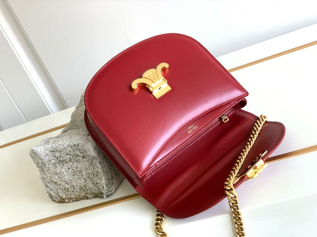 Celine 110413 TEEN BESACE TRIOMPHE CLEA IN SHINY CALFSKIN Red