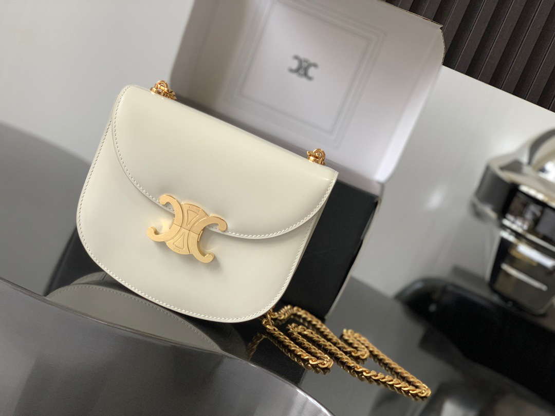 Celine 110413 TEEN BESACE TRIOMPHE CLEA IN SHINY CALFSKIN White - Default Title - View 1