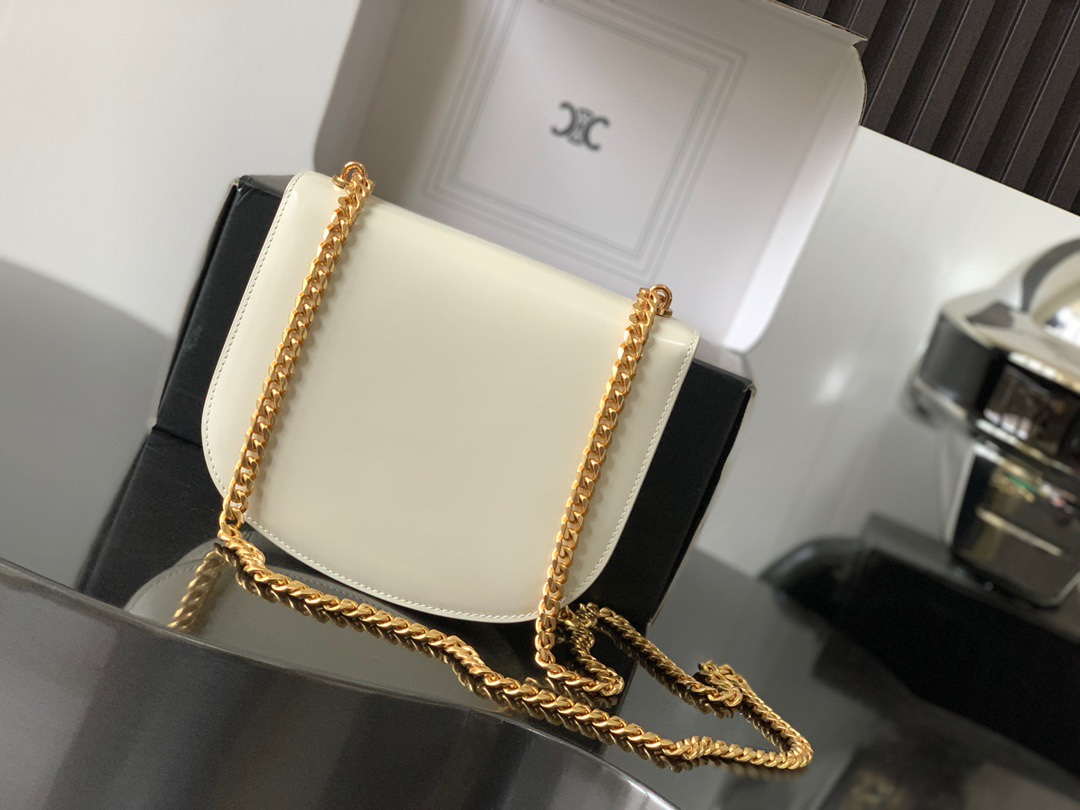 Celine 110413 TEEN BESACE TRIOMPHE CLEA IN SHINY CALFSKIN White