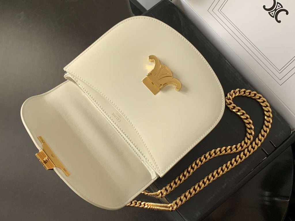 Celine 110413 TEEN BESACE TRIOMPHE CLEA IN SHINY CALFSKIN White