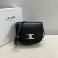 Celine 114453 Medium Besace Triomphe In Supple Natural Calfskin Black