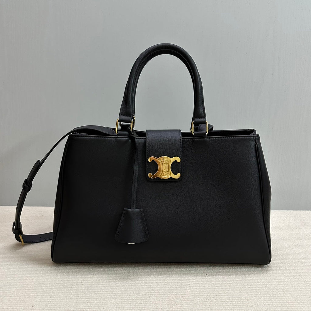 Celine 114963 Medium Appoline Bag In Supple Calfskin Handbag Black