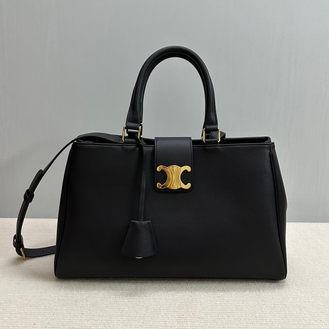Celine 114963 Medium Appoline Bag In Supple Calfskin Handbag Black