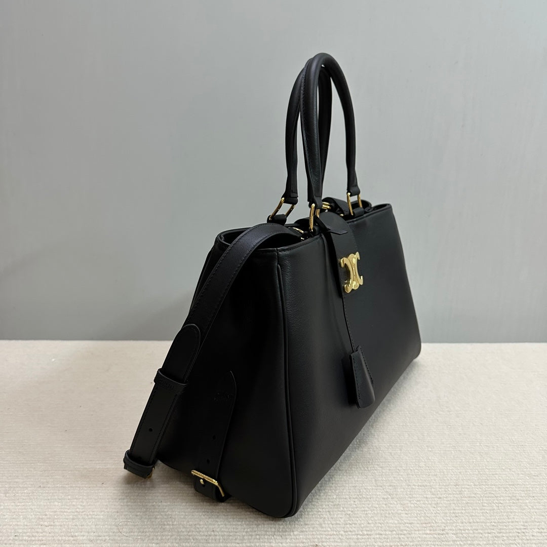 Celine 114963 Medium Appoline Bag In Supple Calfskin Handbag Black