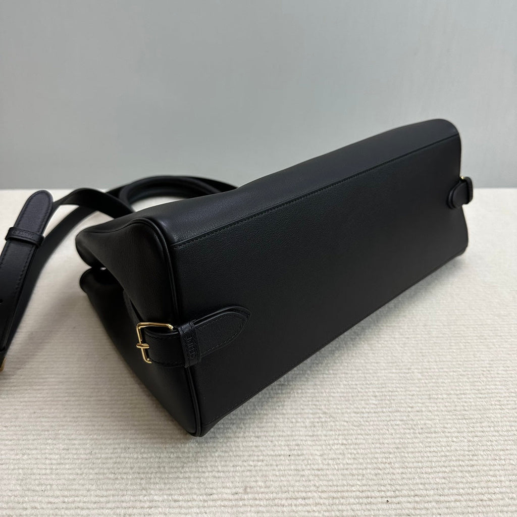 Celine 114963 Medium Appoline Bag In Supple Calfskin Handbag Black