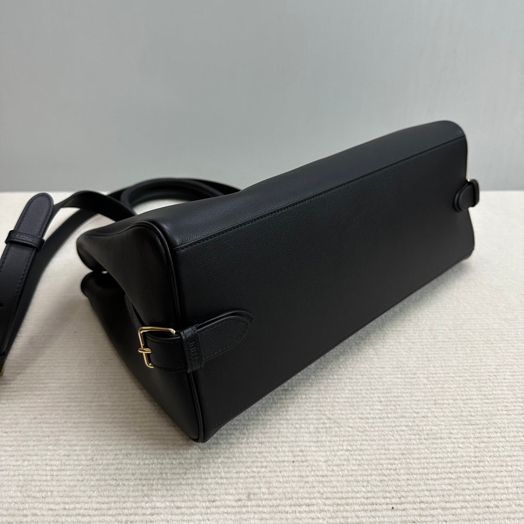 Celine 114963 Medium Appoline Bag In Supple Calfskin Handbag Black