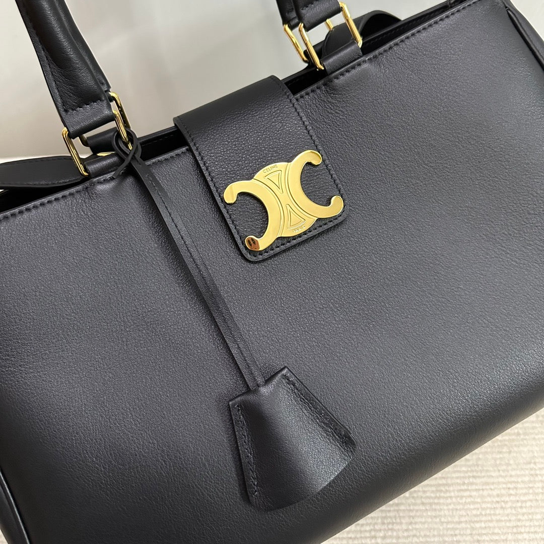 Celine 114963 Medium Appoline Bag In Supple Calfskin Handbag Black - Default Title - View 5