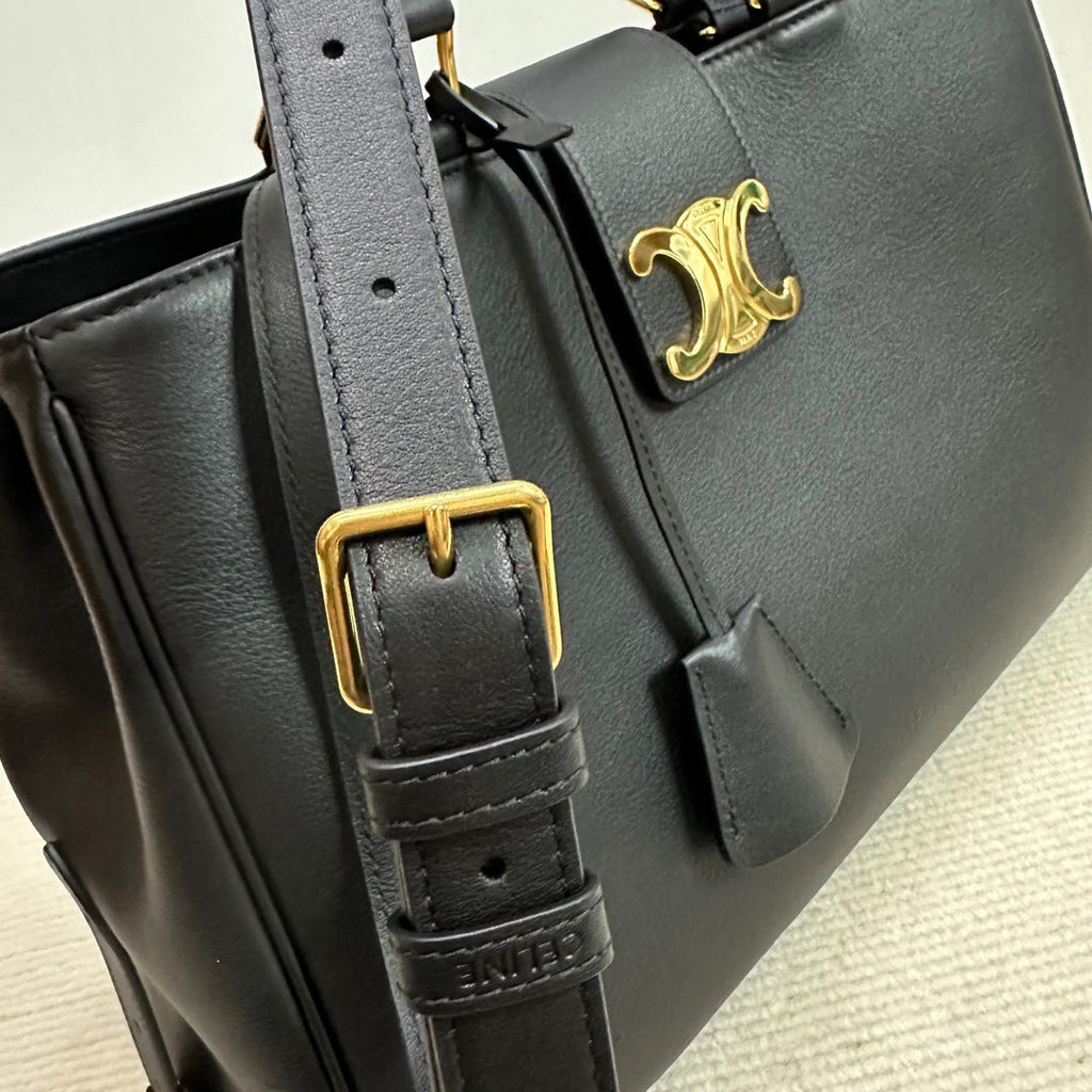 Celine 114963 Medium Appoline Bag In Supple Calfskin Handbag Black