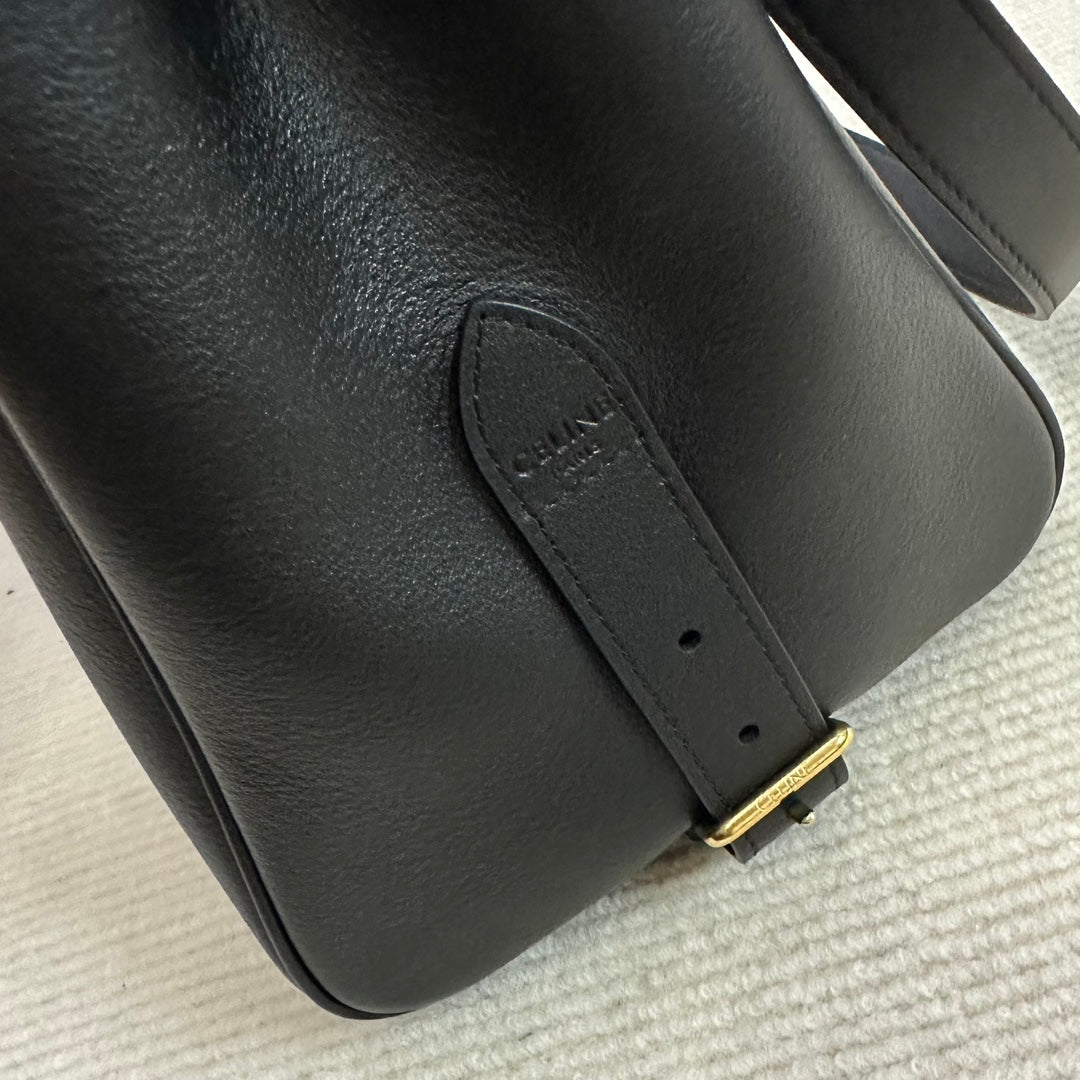 Celine 114963 Medium Appoline Bag In Supple Calfskin Handbag Black
