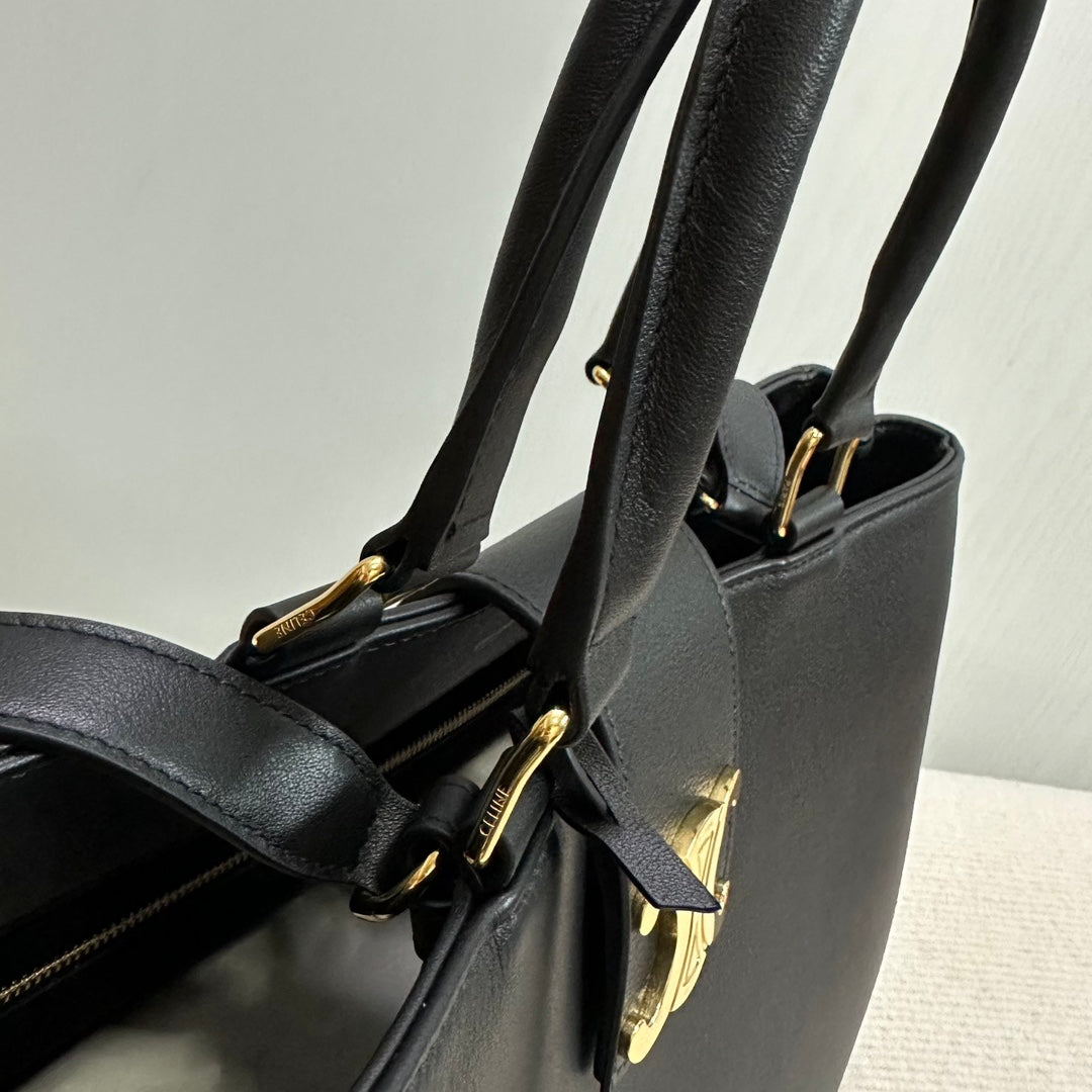 Celine 114963 Medium Appoline Bag In Supple Calfskin Handbag Black