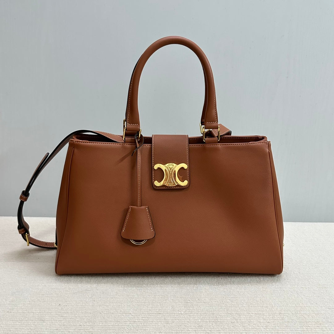 Celine 114963 Medium Appoline Bag In Supple Calfskin Handbag Brown