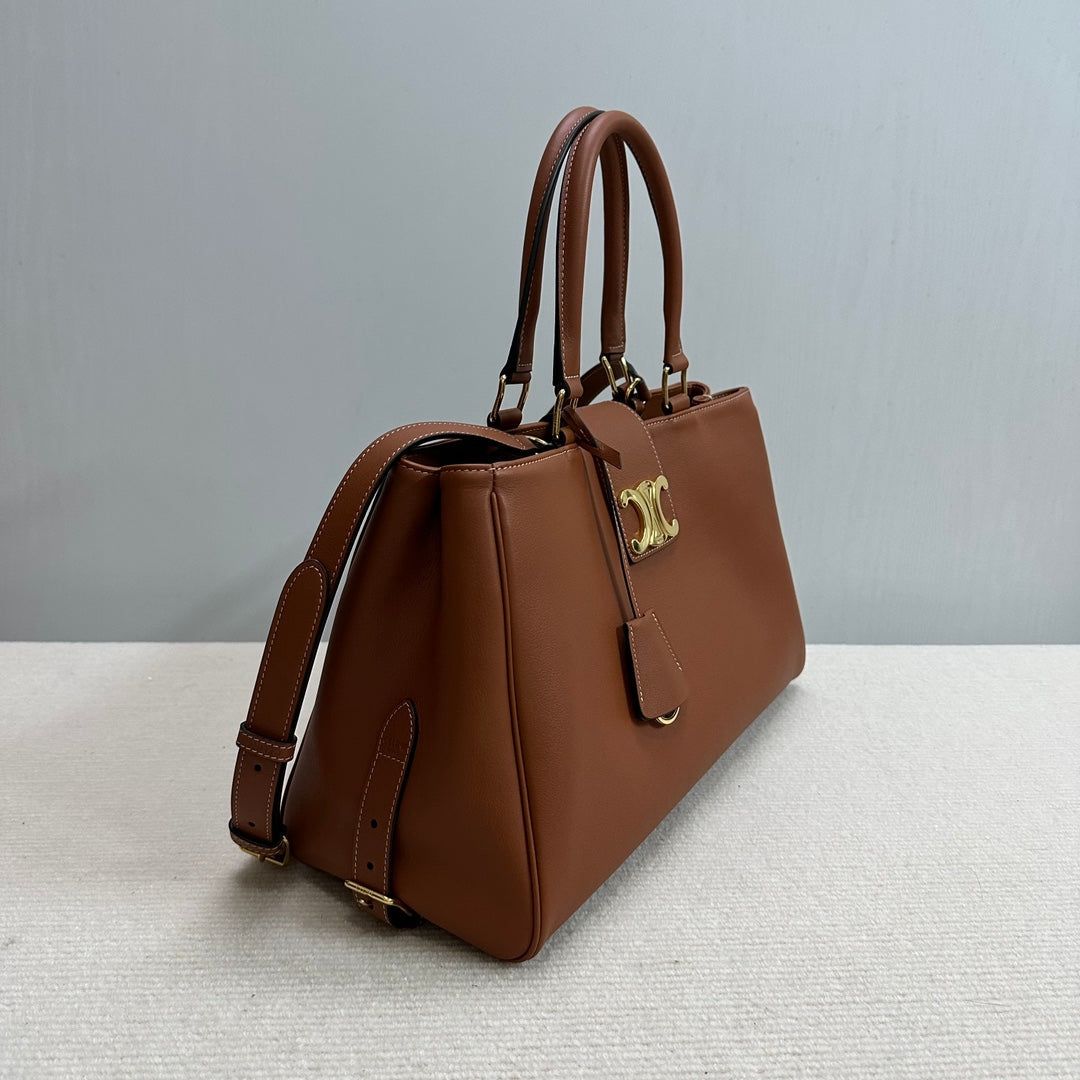 Celine 114963 Medium Appoline Bag In Supple Calfskin Handbag Brown