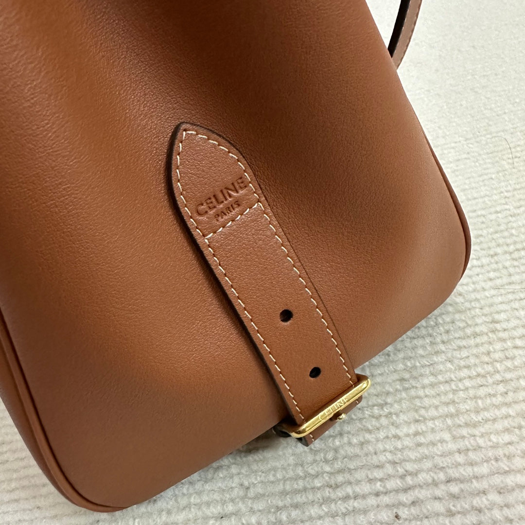 Celine 114963 Medium Appoline Bag In Supple Calfskin Handbag Brown
