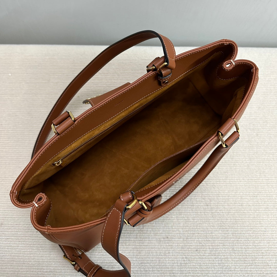 Celine 114963 Medium Appoline Bag In Supple Calfskin Handbag Brown