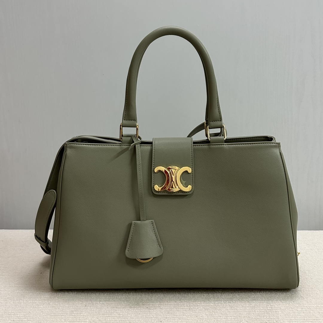 Celine 114963 Medium Appoline Bag In Supple Calfskin Handbag Green
