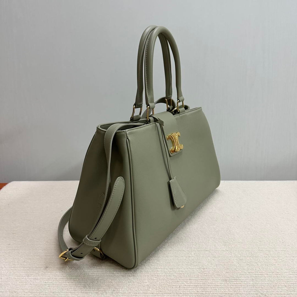 Celine 114963 Medium Appoline Bag In Supple Calfskin Handbag Green