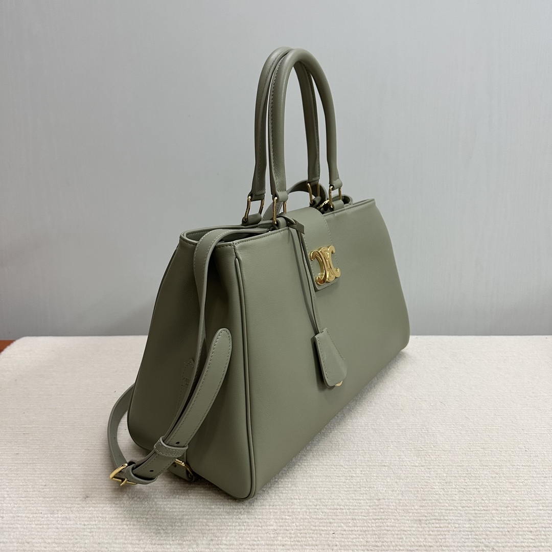 Celine 114963 Medium Appoline Bag In Supple Calfskin Handbag Green