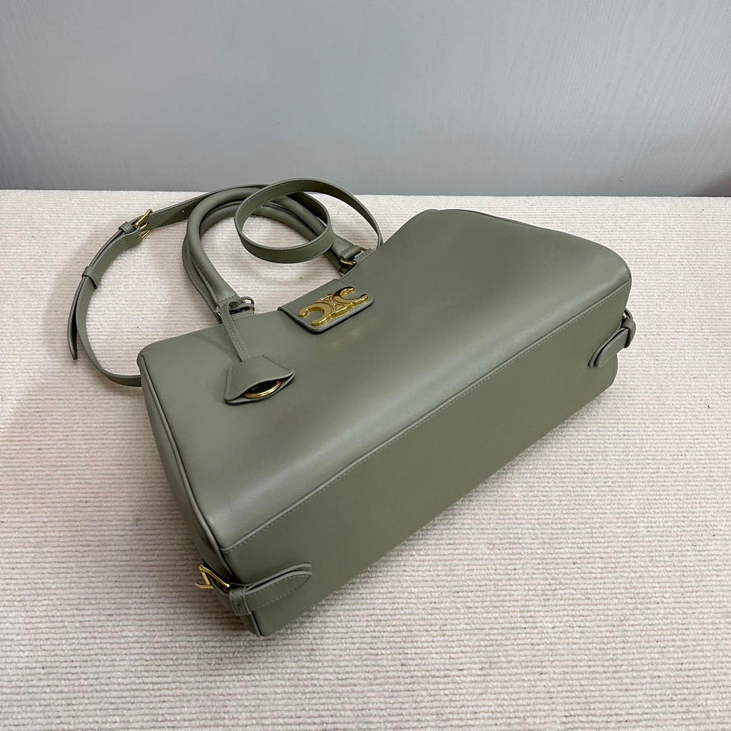 Celine 114963 Medium Appoline Bag In Supple Calfskin Handbag Green