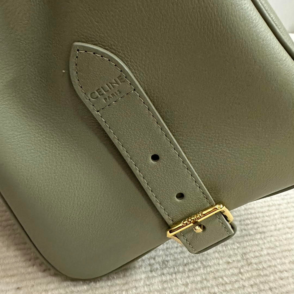 Celine 114963 Medium Appoline Bag In Supple Calfskin Handbag Green