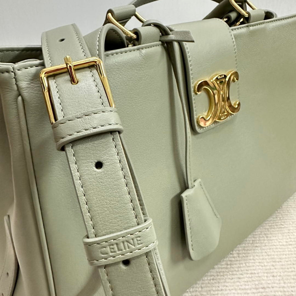 Celine 114963 Medium Appoline Bag In Supple Calfskin Handbag Green