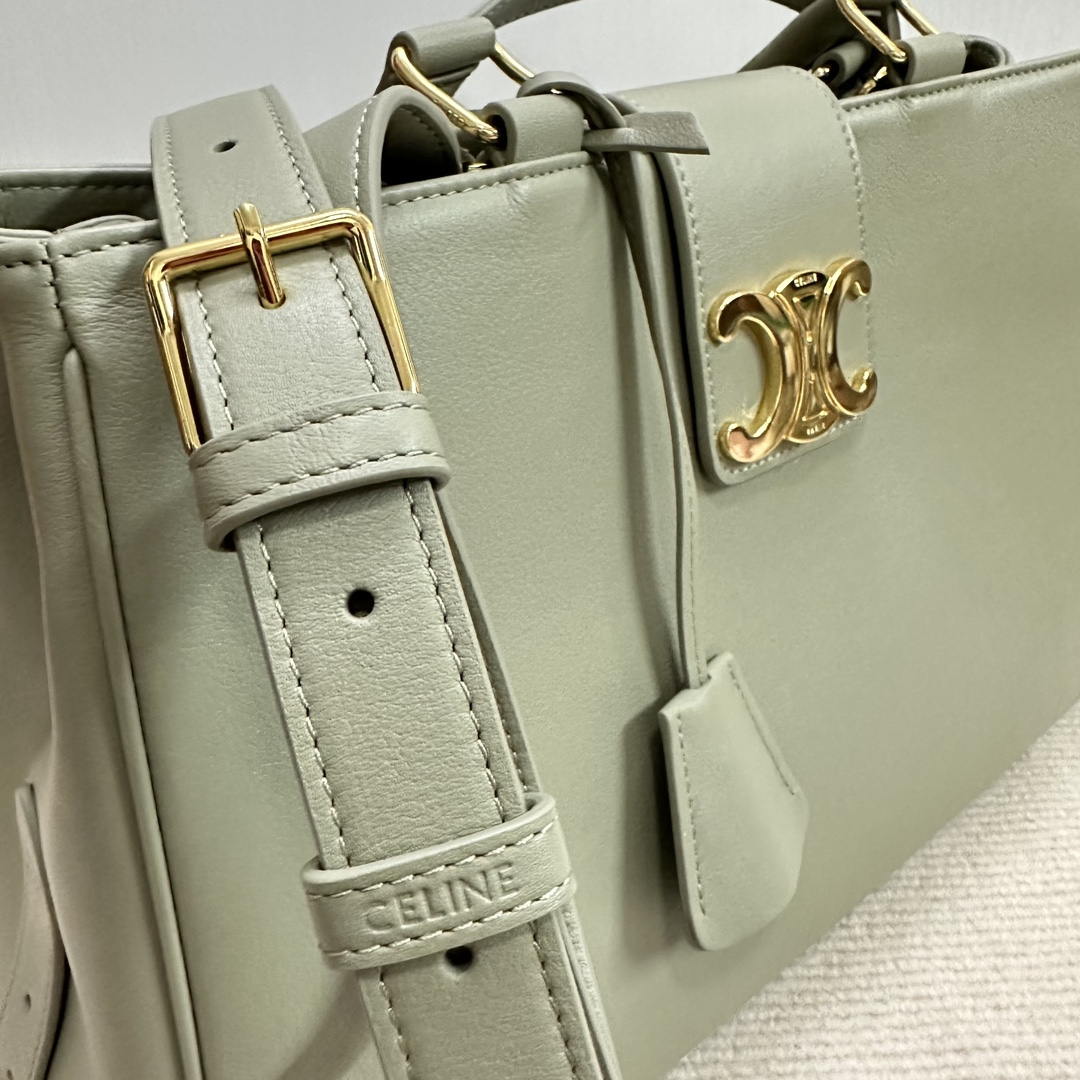 Celine 114963 Medium Appoline Bag In Supple Calfskin Handbag Green