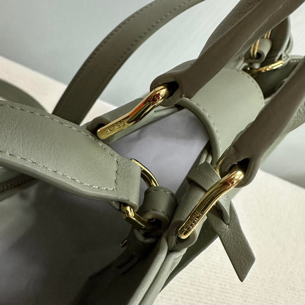 Celine 114963 Medium Appoline Bag In Supple Calfskin Handbag Green