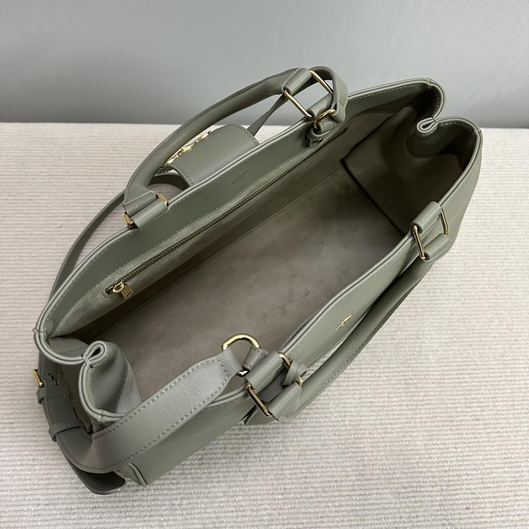Celine 114963 Medium Appoline Bag In Supple Calfskin Handbag Green