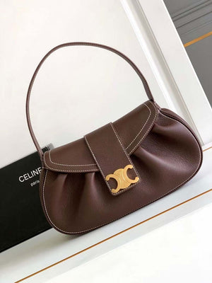 Celine 115633FDU.18BP Medium polly bag in supple calfskin Brown - Default Title - View 1