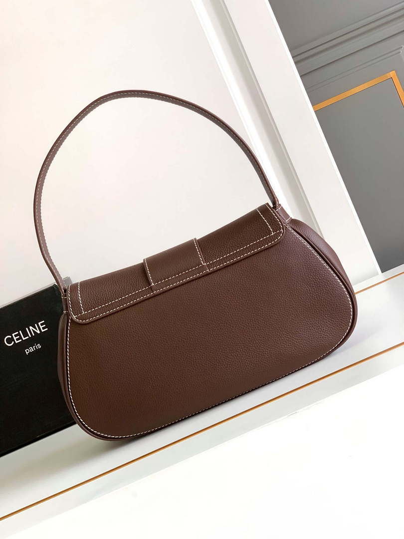 Celine 115633FDU.18BP Medium polly bag in supple calfskin Brown