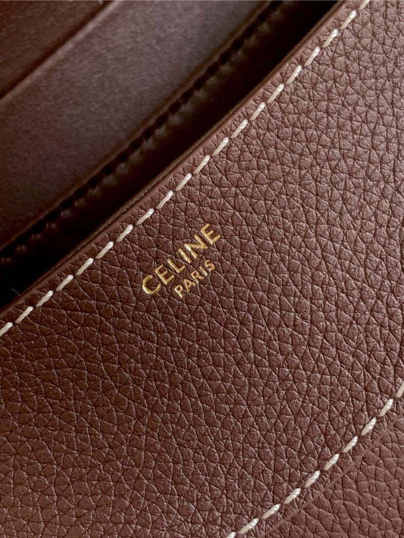 Celine 115633FDU.18BP Medium polly bag in supple calfskin Brown
