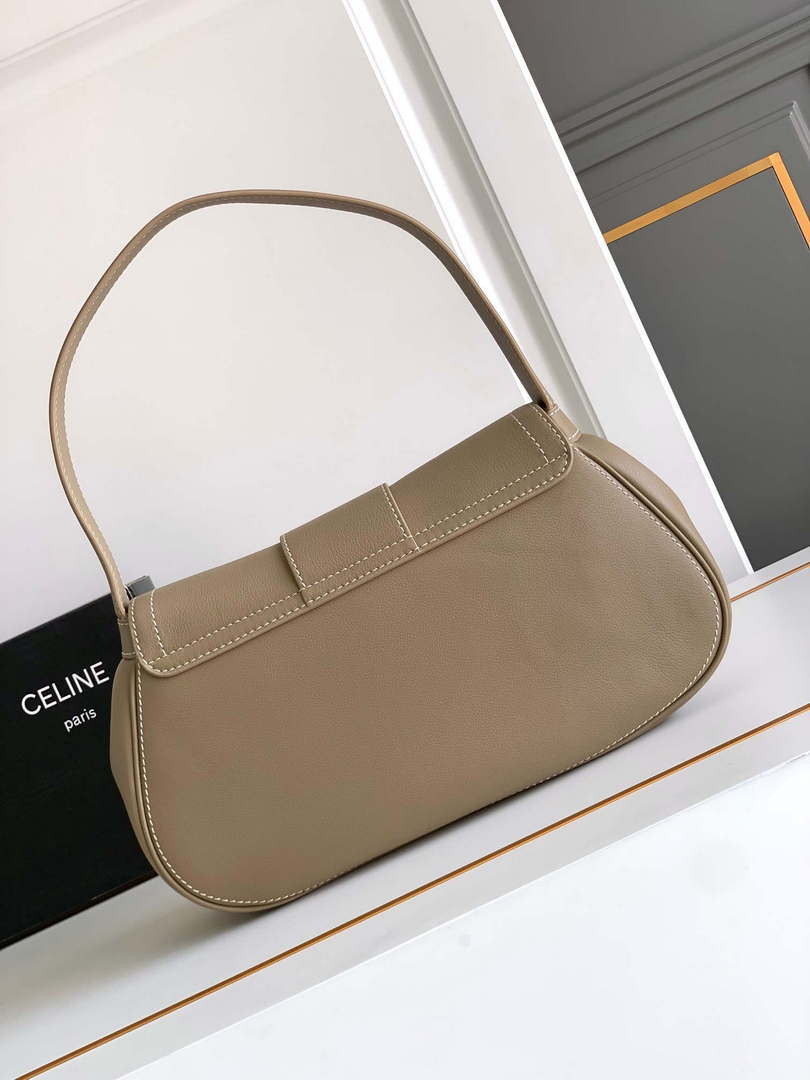 Celine 115633FDU.18BP Medium polly bag in supple calfskin Brown SEPIA