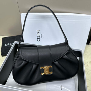 Celine 115633FDU.18BP Medium polly bag in supple calfskin Black - Default Title - View 1