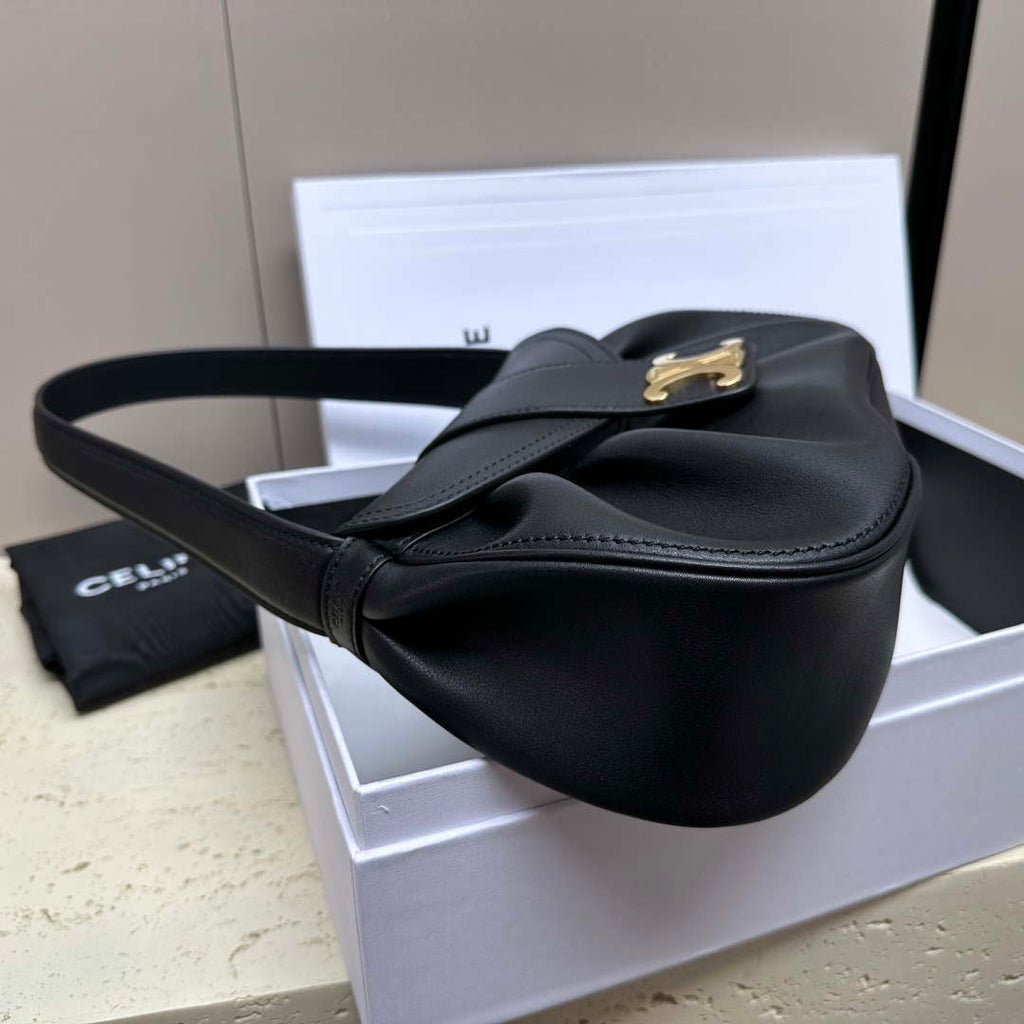 Celine 115633FDU.18BP Medium polly bag in supple calfskin Black