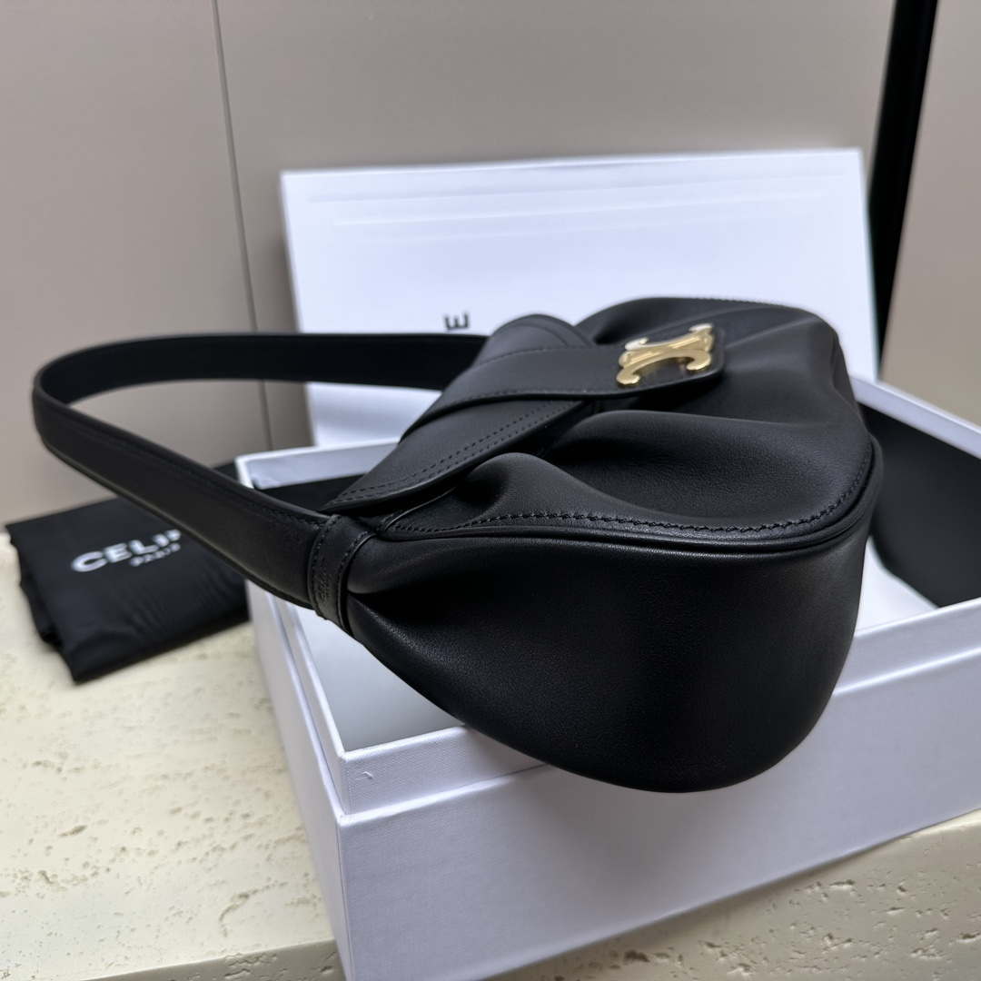 Celine 115633FDU.18BP Medium polly bag in supple calfskin Black