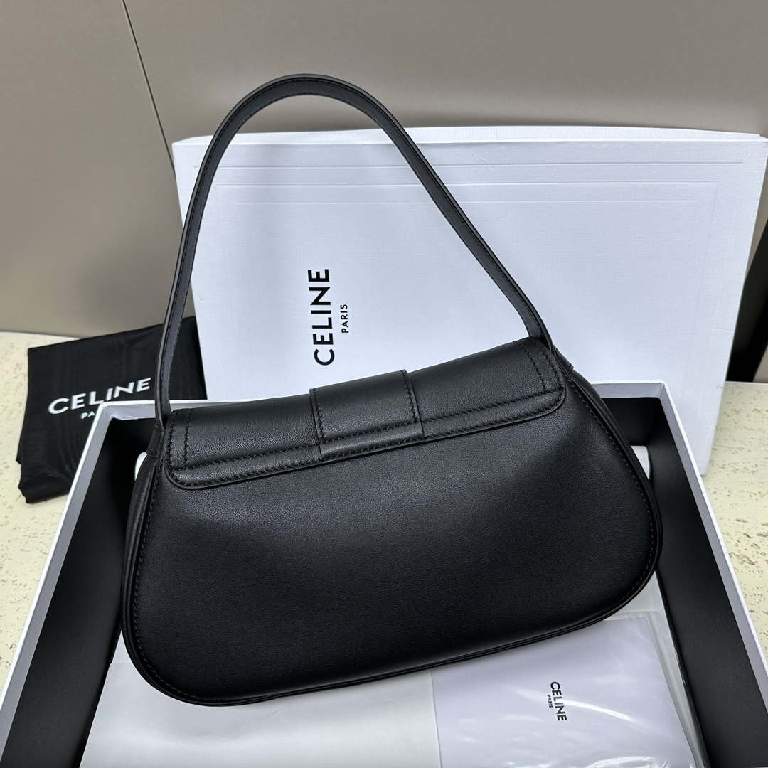 Celine 115633FDU.18BP Medium polly bag in supple calfskin Black