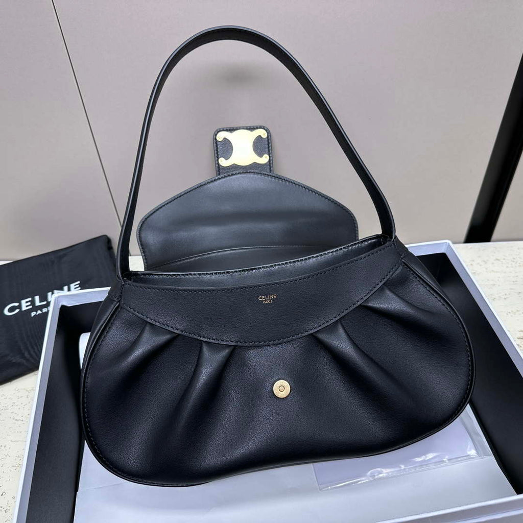 Celine 115633FDU.18BP Medium polly bag in supple calfskin Black