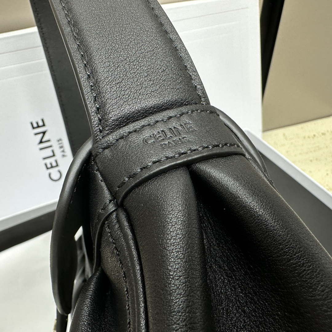 Celine 115633FDU.18BP Medium polly bag in supple calfskin Black