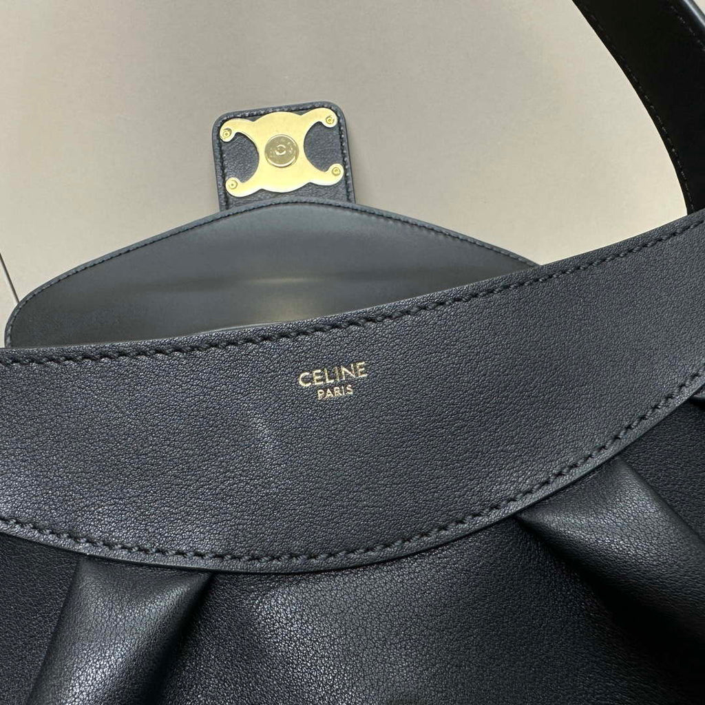 Celine 115633FDU.18BP Medium polly bag in supple calfskin Black