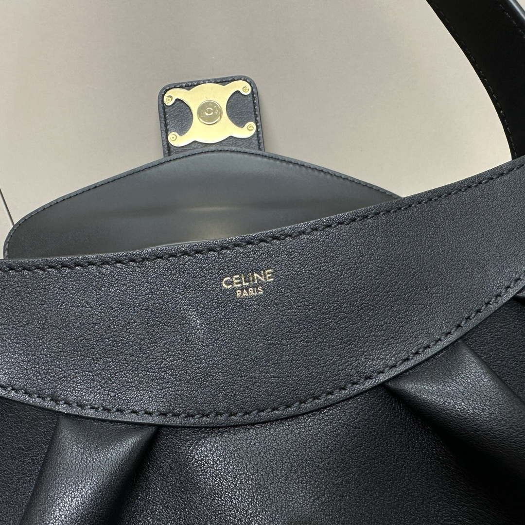 Celine 115633FDU.18BP Medium polly bag in supple calfskin Black