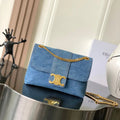 Celine 115853 Medium Celine Victoire Bag In Denim blue canvas