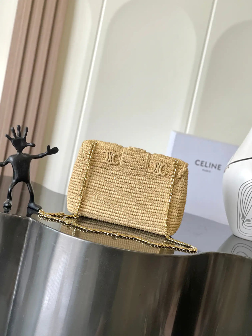 Celine 115853 Medium Celine Victoire Bag In Raffia Nature