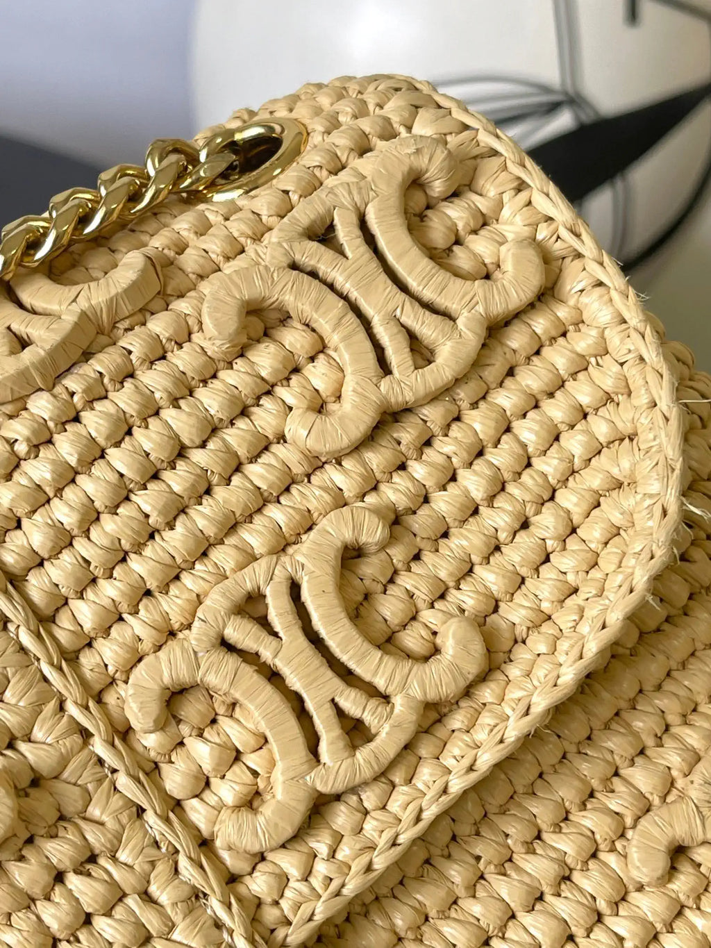 Celine 115853 Medium Celine Victoire Bag In Raffia Nature
